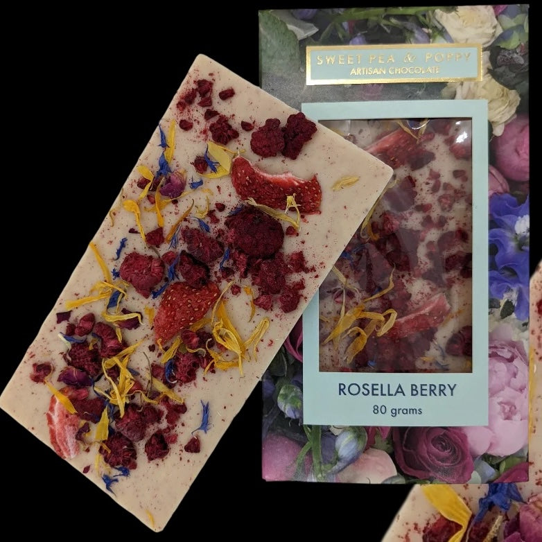 creamy white chocolate with australian native rosella berries