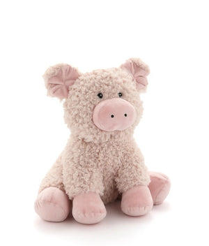 Plush soft toy in the shape of a pig on a white background