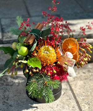 Mini Hat Box Christmas Arrangement
