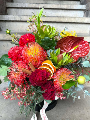 Mini Hat Box Christmas Arrangement