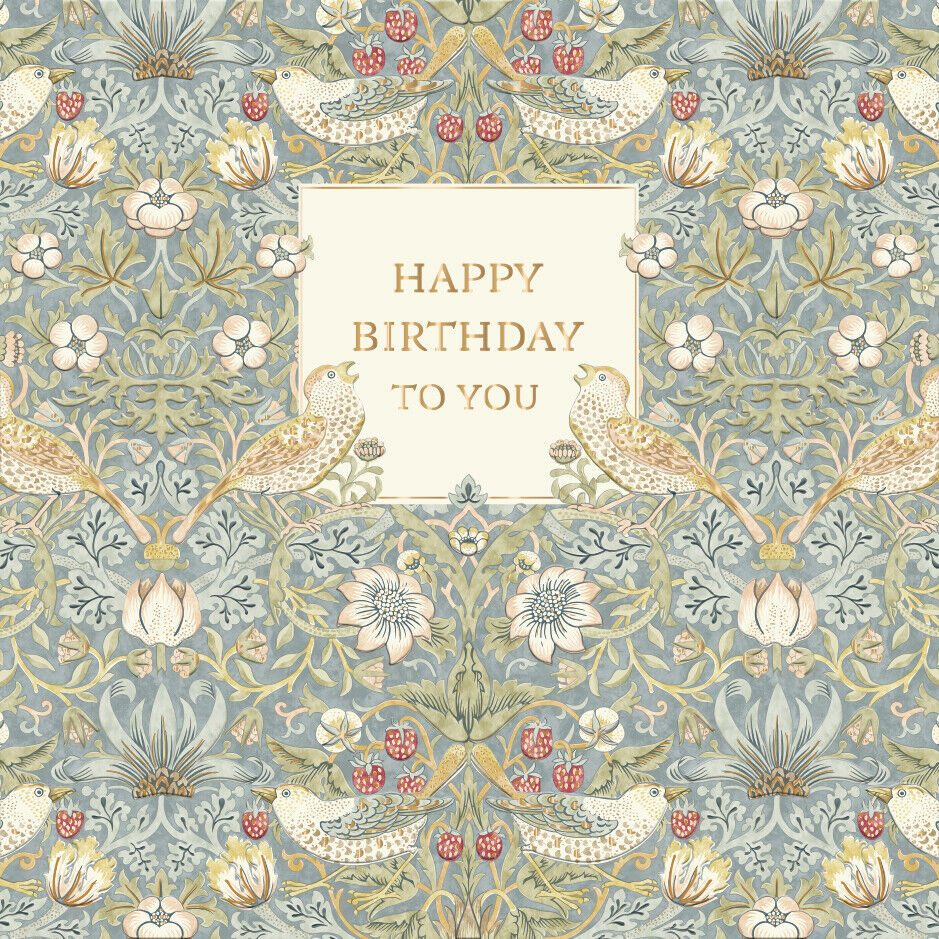 Greeting card with Happy birthday to you, finished in gold metallic foil