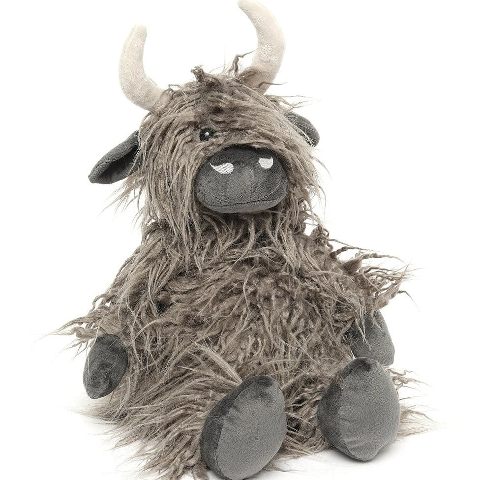 Soft toy in the shape of a Highland cow.