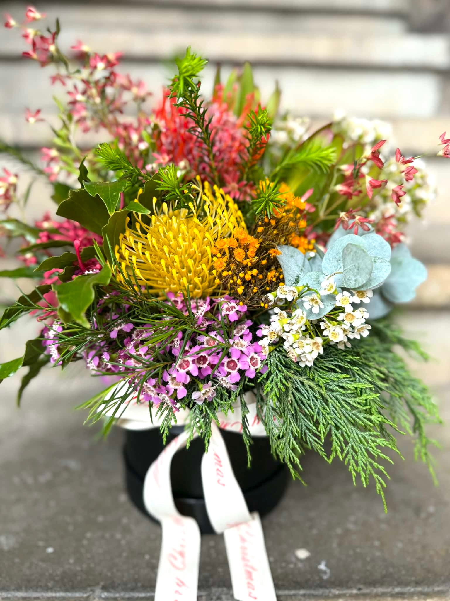 Mini hat box bouquet