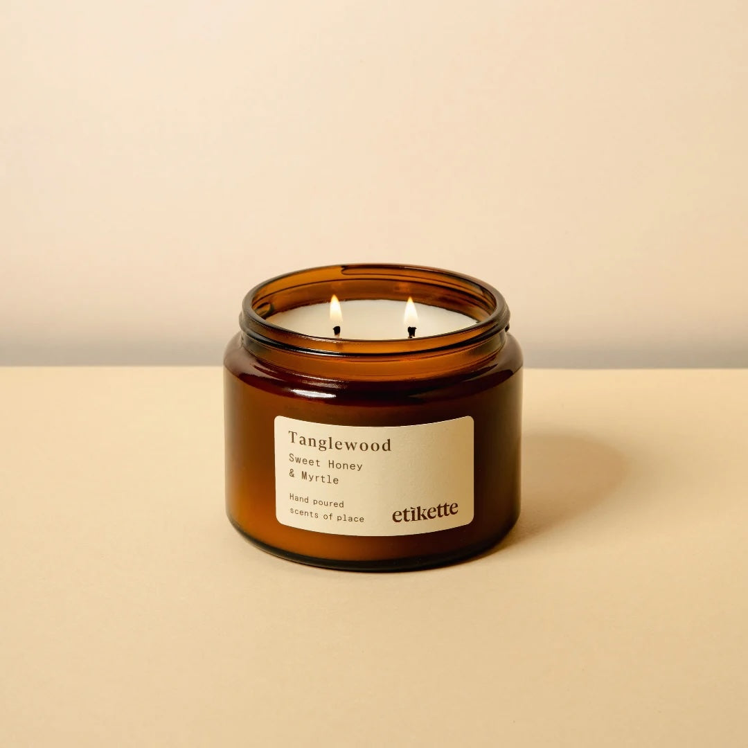 Tanglewood Soy Wax Sweet Honey and Myrtle Candle. Large Size with double wick 500ml.