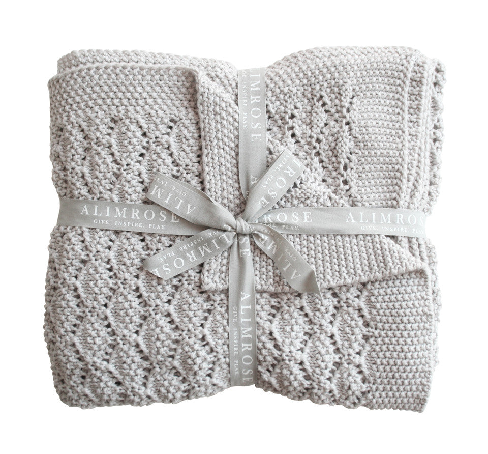 Organic Heritage Knit Baby Blanket - Cloud Grey