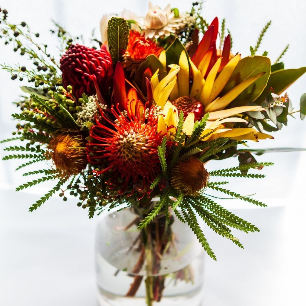 Add a glass vase to your bouquet of flowers, presented in a reusable clear glass vase it is the perfect gift. Choose from a small, medium or large vase.