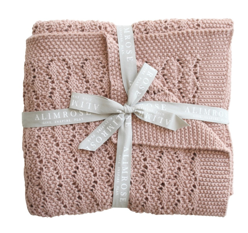 Organic Heritage Knit Baby Blanket - Blossom Pink