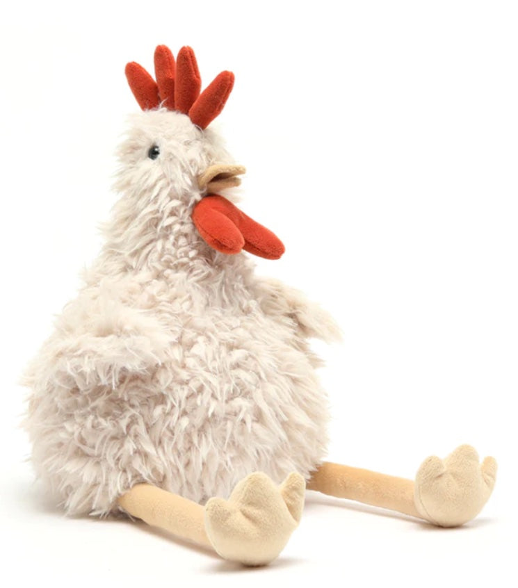 Soft toy in the shape of a rooster.
